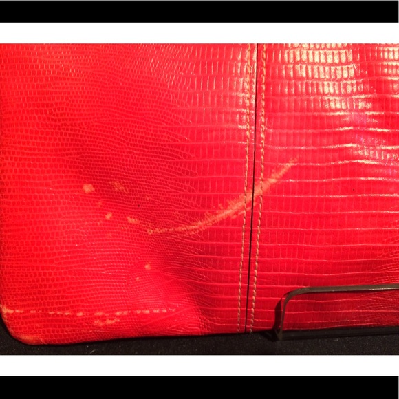 VTG* ETRA CLASSIC RED LEATHER CLUTCH CHAIN PURSE - Picture 5 of 7